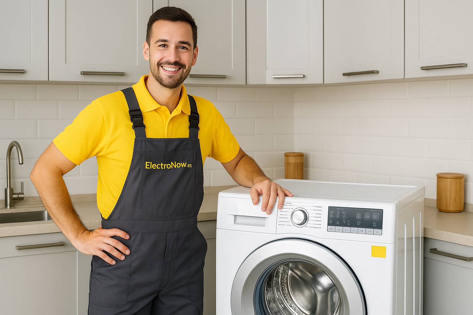 lavadora recién instalada por el equipo profesional de ElectroNow