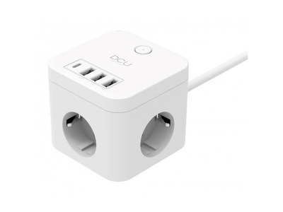 ENERGYCUBE DCU 37400110 CON CABLE + 3 TOMAS + 4 PUERTOS USB 5V/3A PD 20W