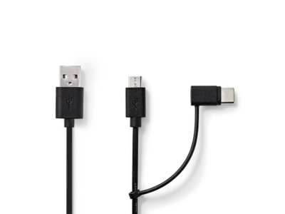 Cable Nedis 2 en 1 USB 2.0 - MICRO USB - USB C CCGL60610BK10