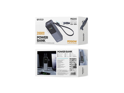 POWER BANK UNICO PB2242 20000MAH TIPO-C / A carga rápida100/65W100/65W