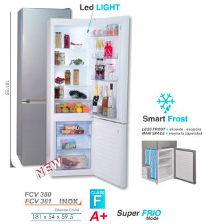 Rommer FCV380 - Frigorifico Combi F Alto 181 Cm Ancho 54 Cm Blanco Smart Frost