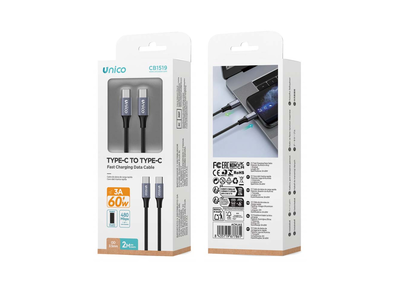 Unico CB1519 2M 60W USB C-C BLACK - Cable Para Movil
