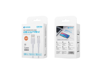 Unico CB1750 1M USB A - USB C BLANCO - Cable Para Movil