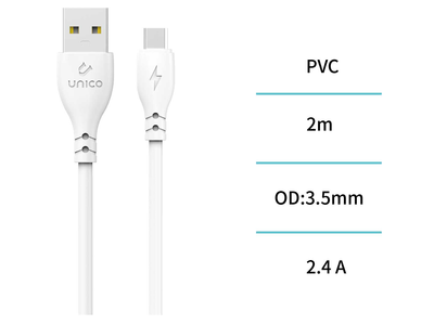 Cable Unico CB1778 2M USB A a MICRO USB BLANCO