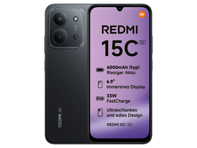 Xiaomi REDMI 15C BLACK 4+128GB - Telefono Movil 6,8" Android
